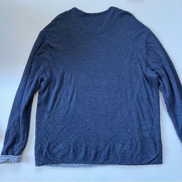 Faherty Cloud Cotton Reversible Crew Navy/Striped - Picture 7 of 10